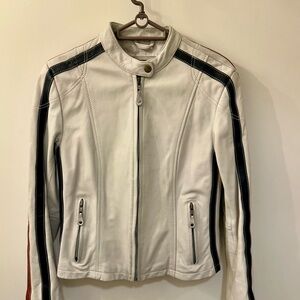 Genuine leather bike jacket for women.